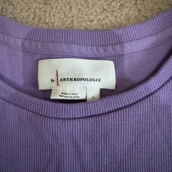 Anthropologie Purple Ruffle Sleeve Top - Picture 4 of 4